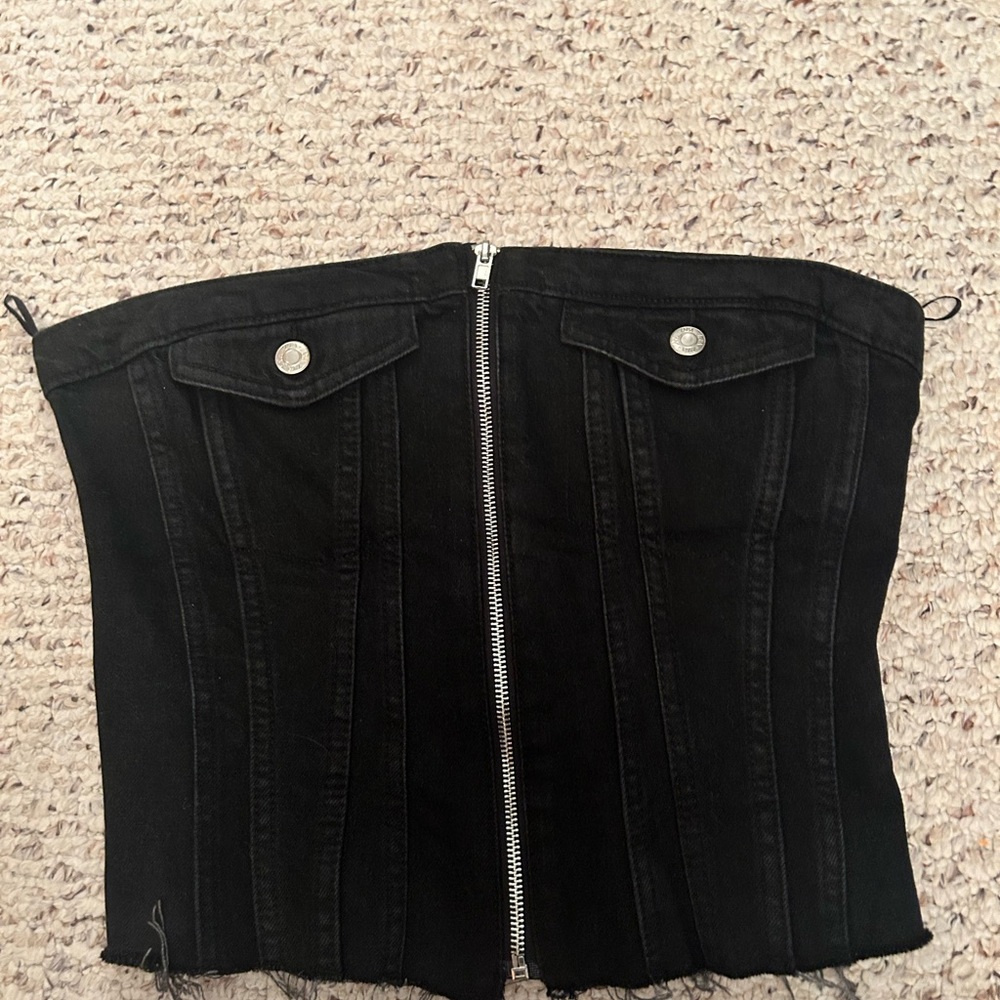 Zara Black Denim Corset Top